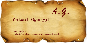 Antoni Györgyi névjegykártya